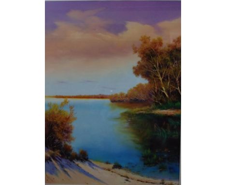 Alex Grahame Andrews, 1947- "Afternoon Light-Lake Boomanjin- Fraser Island" oil on board, signed lower right, 77cm X 57cm app