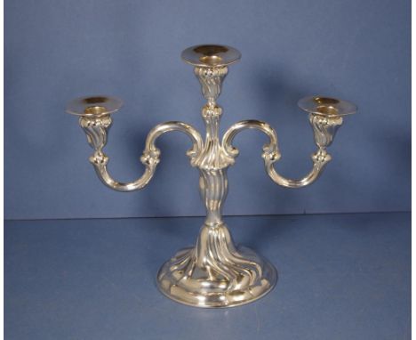 Hallmarked German silver candelabra Stamped 835 with German hallmark. Three branches, with weighted base. Height 30cms approx