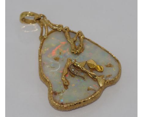 Large boulder opal and 18ct gold pendant
