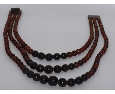 Large three strand vintage horn necklace