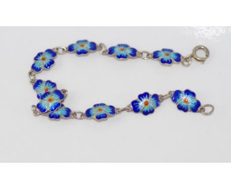 Silver and enamel floral bracelet