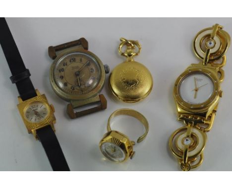 Vintage Swatch "Irony" wristwatch together with a ladies pocket watch and three other vintage watches