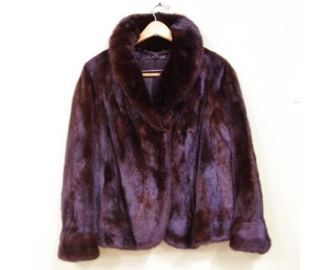 B Hammerman chocolate brown cropped jacket with fold back collar and toggle fastening (tear in right arm)