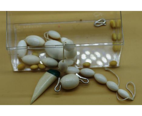 Box of  vintage ivory beads and pieces C1930s
