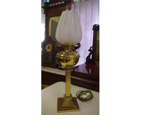Vintage electrified brass oil lamp