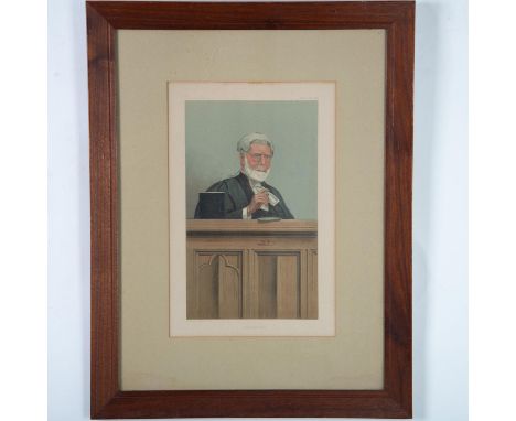 Antique hand-colored lithograph on paper for Vanity Fair's Judges series. Spy depicts Lord Justice Rigby (No. 62) in his cari