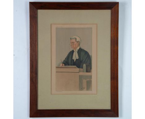 Antique hand-colored lithograph on paper for Vanity Fair's Judges series. Spy depicts The Honorable Sir John Compton Lawrance