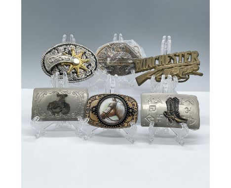 A striking collection of six Western-themed belt buckles, celebrating the rugged charm and heritage of the American West. Thi