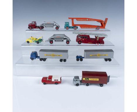 This collection of rare Matchbox Lesney trucks includes a Guy Warrior car transporter King Size K-8, Cooper Jarrett Semi trac