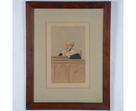 Antique hand-colored lithograph on paper for Vanity Fair's Men of the Day. Spy depicts The Good Judge (The Honorable Sir Arth