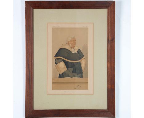 Antique hand-colored lithograph on paper for Vanity Fair's Judges series. Spy depicts Sir Lewis William Cave in his caricatur