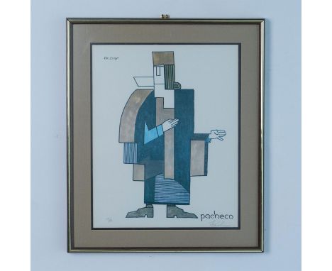 Hand-signed color lithograph entitled The Lawyer by artist and physician Ferdie Pacheco (The Fight Doctor.) This lithograph d