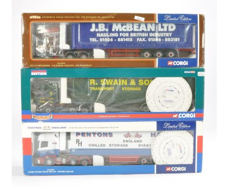 Corgi Diecast Model Truck trio comprising Pentons and Swain, both look very good with mirrors in boxes, plus McBean issue. Ca