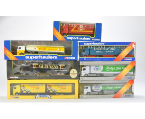 A group of 7 Corgi Diecast Trucks issue comprising 1) No. TY86712 Volvo Rigid Truck &amp; CC Trailer in livery of Bishops mov