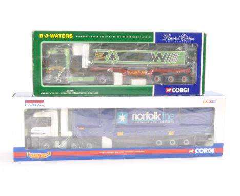 Corgi Diecast Model Trucks issue comprising No. CC13806 Mercedes-Benz Actros Curtainside in livery of Norfolkline plus No. CC