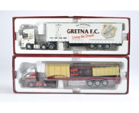 Corgi Diecast Truck issues comprising Volvo Flatbed in the livery of Monkhouse plus Foden Curtainside in the livery of Gretna