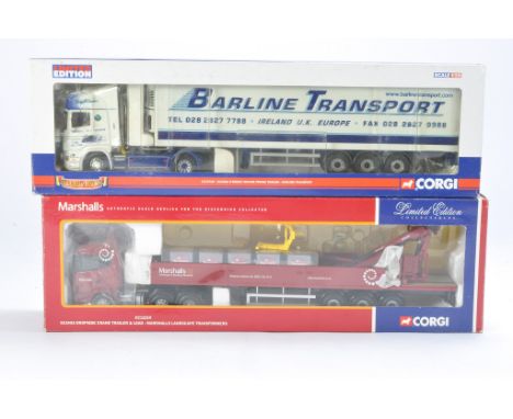 Corgi Diecast Model Trucks issue comprising No. CC12219 Scania Dropside Crane Trailer &amp; Load in livery of Marshalls Lands