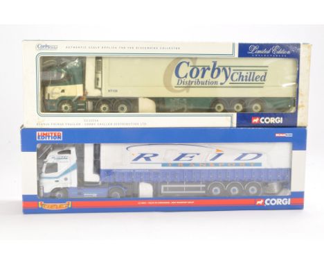 Corgi Diecast Model Trucks issue comprising No. CC14003 Volvo FH Curtainside in livery of Reid Transport Group plus No. CC122