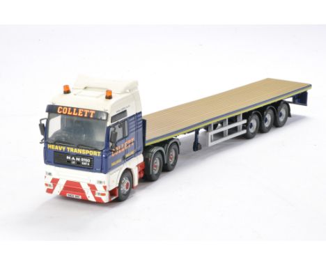 Corgi Model Truck issue comprising MAN Flatbed Trailer in the livery of Collett. Good to very good. 