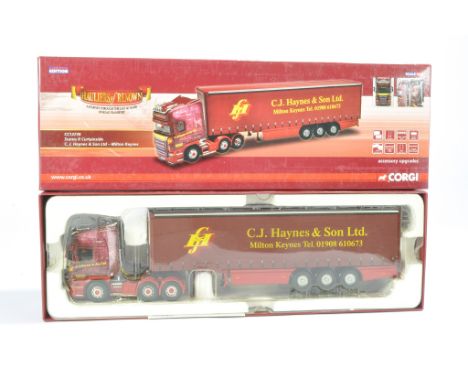 Corgi Diecast Truck issue comprising No. CC13739 Scania Curtainside in the livery of CJ Haynes. Looks to be very good. Mirror