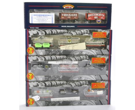 Bachmann Model Railway 00 Gauge Wagon Sets comprising 7 Plank End Door Wagon,  14 Ton Tank Wagons 'BP' Silver, Tanker Traffic