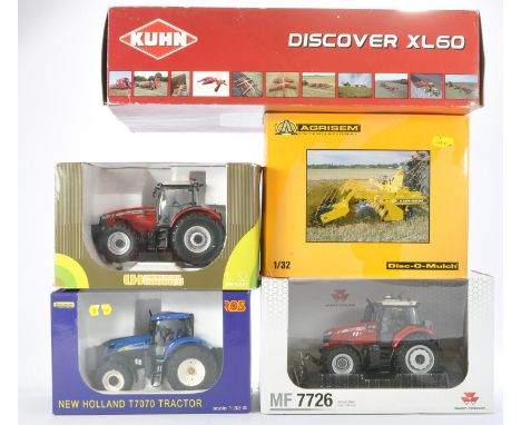 A group of five Tractor and farm model implement issues from Universal Hobbies and Replicagri. All with minor faults (mostly 