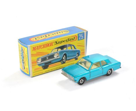 Matchbox Superfast No. 25a Ford Cortina GT. Light metallic blue with white interior. Generally excellent with little sign of 