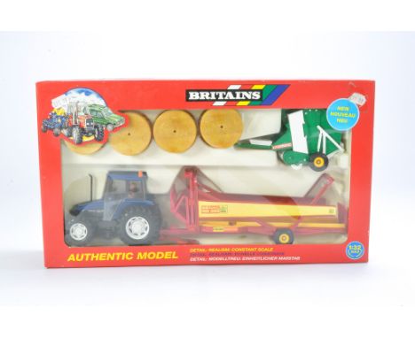 Britains Farm No. 9670 New Holland 6635 Tractor and Implement Set. Contents look to be excellent in very good box. 