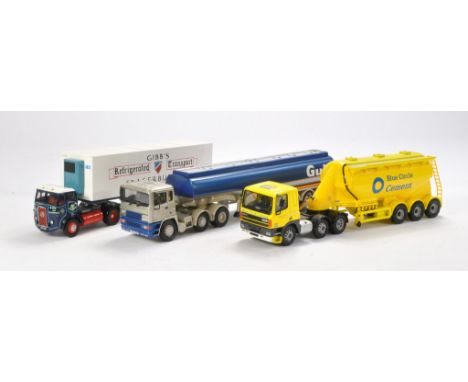 Corgi Model Trucks comprising trio of issues including Blue Circle, Gulf Tanker and Gibbs Fridge Trailer. All good to very go