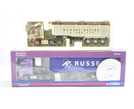 Corgi Diecast Truck duo comprising Russell issue (mirrors broken) but in original box with cert plus Mansel Davies Tipper, wi