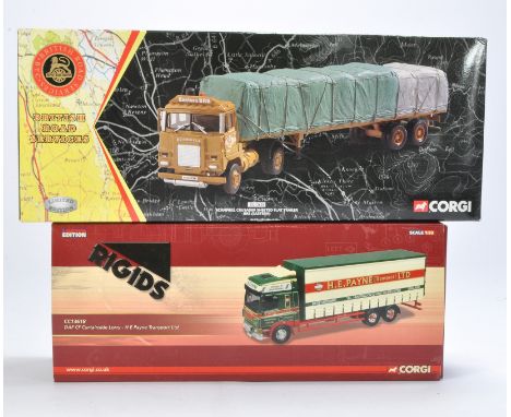 Corgi Diecast Model Trucks issue comprising No. CC13618 DAF CF Curtainside Lorry in livery of HE Payne Transport LTD, plus No