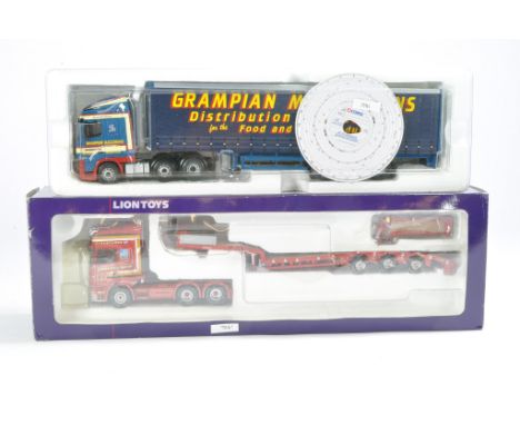 Lion Toys Diecast Truck issue comprising Scania Low Loader in the livery of Sandy Kydd, Complete, mirrors attached plus Corgi