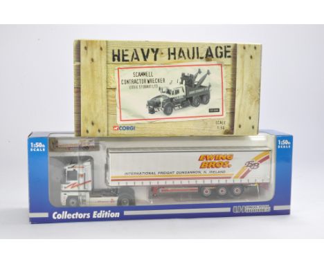 Universal Hobbies Diecast Model Truck comprising No. UH5642A Scania Curtainside in the livery of Ewing Bros plus Corgi No. CC