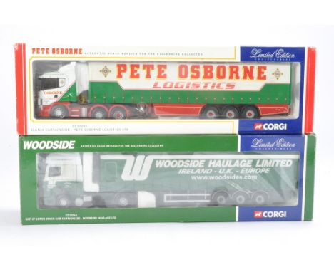 Corgi Diecast Model Trucks issue comprising No. CC13214 DAF XF Super Space CAB Curtainside in livery of Woodside Haulage LTD 