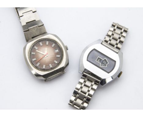 Two retro gentlemen's wristwatches, one an Avia Electronic with bronze coloured dial, the other a "jump" style digital exampl