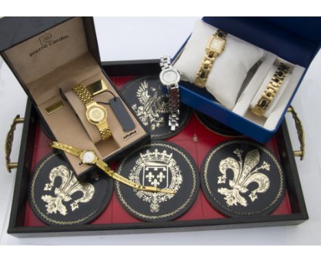 A boxed modern Tissot stainless steel lady's wristwatch, together with a modern lady's Rotary and bracelet set in box, a Pier