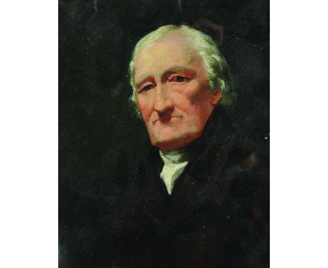 Early 19th Century English School. Portrait of a Man, wearing a Brown Coat, and a White Cravat, Oil on Paper, 8" x 6.5".