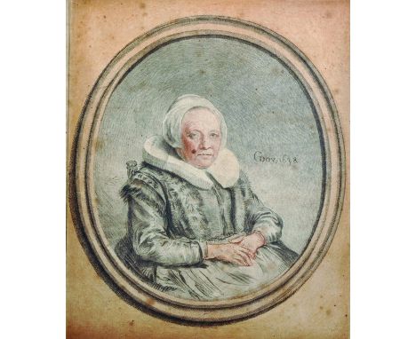 After Gerrit Dou (1613-1675) Dutch. Portrait of a Lady, Engraving, Oval, Unframed, 9.5" x 7.5", and seven other various print