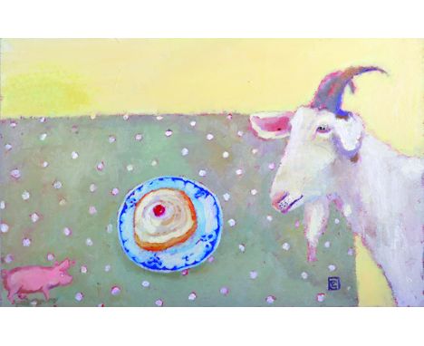 Vanessa Cooper (20th Century) British. "This Little Piggy", Oil on Panel, Signed with Monogram, 15.5" x 23.5". Provenance; Br