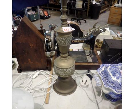 Brass table lamp, 60cm T. Not available for in-house P&amp;P