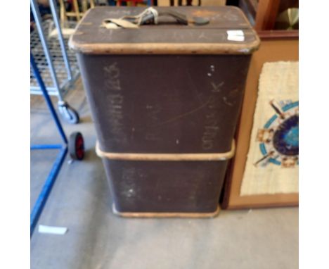 Travel trunk and an Egyptian papyrus painting. Not available for in-house P&amp;P 