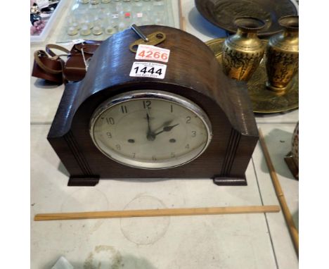 Smiths Enfield oak cased mantle clock with key. Not available for in-house P&amp;P 