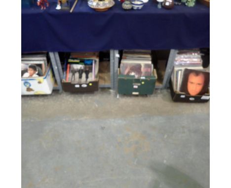 Four boxes of mixed LPs including The Jam, Simply Red, Michael Jackson and Phil Collins, mainly pop music 1960s onwards and s