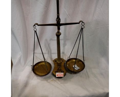Brass scales of justice with weights. Not available for in-house P&amp;P 