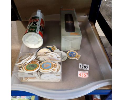 Mixed collectables, including Castrol GTX thermos flask. Not available for in-house P&amp;P
