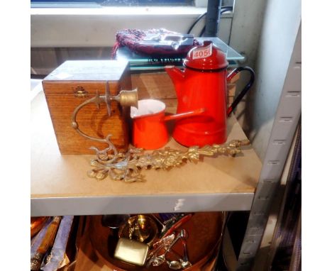 Assorted treen and metal ware including new picture frames and tobacco box. Not available for in-house P&amp;P 