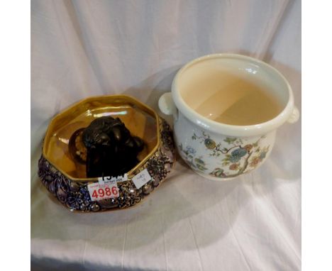 Ceramics including Masons planter nude figure and a trinket box. UK P&amp;P Group 3 (£30+VAT for the first lot and £8+VAT for