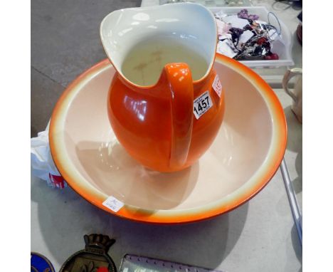 Large ceramic washbowl and jug. Not available for in-house P&amp;P 