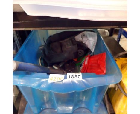 Plastic box of mixed hand tools, including Bosch. Not available for in-house P&amp;P