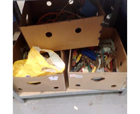Three boxes of mixed hand and power tools. Not available for in-house P&amp;P 